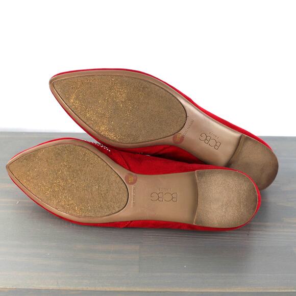 BCBG Paris Zuzux Studded Ballet Flats Women Size 7.5B Red Pointed Toe Celeb Glam - Picture 8 of 12